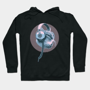 Melophile Music Lover Headphones Cat - Vapor Wave Colors 1 - Melophile Hoodie